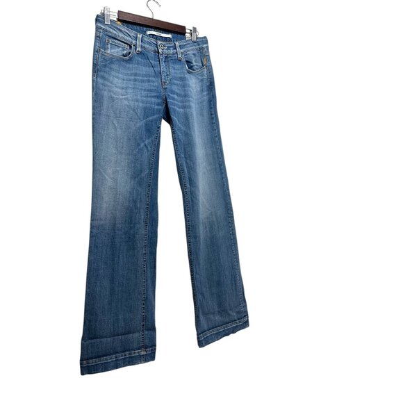 Meltin Pot Roksana Wide Leg Tailored Jeans Women 28 Blue Low Rise Y2K Bell Flare - Picture 14 of 16